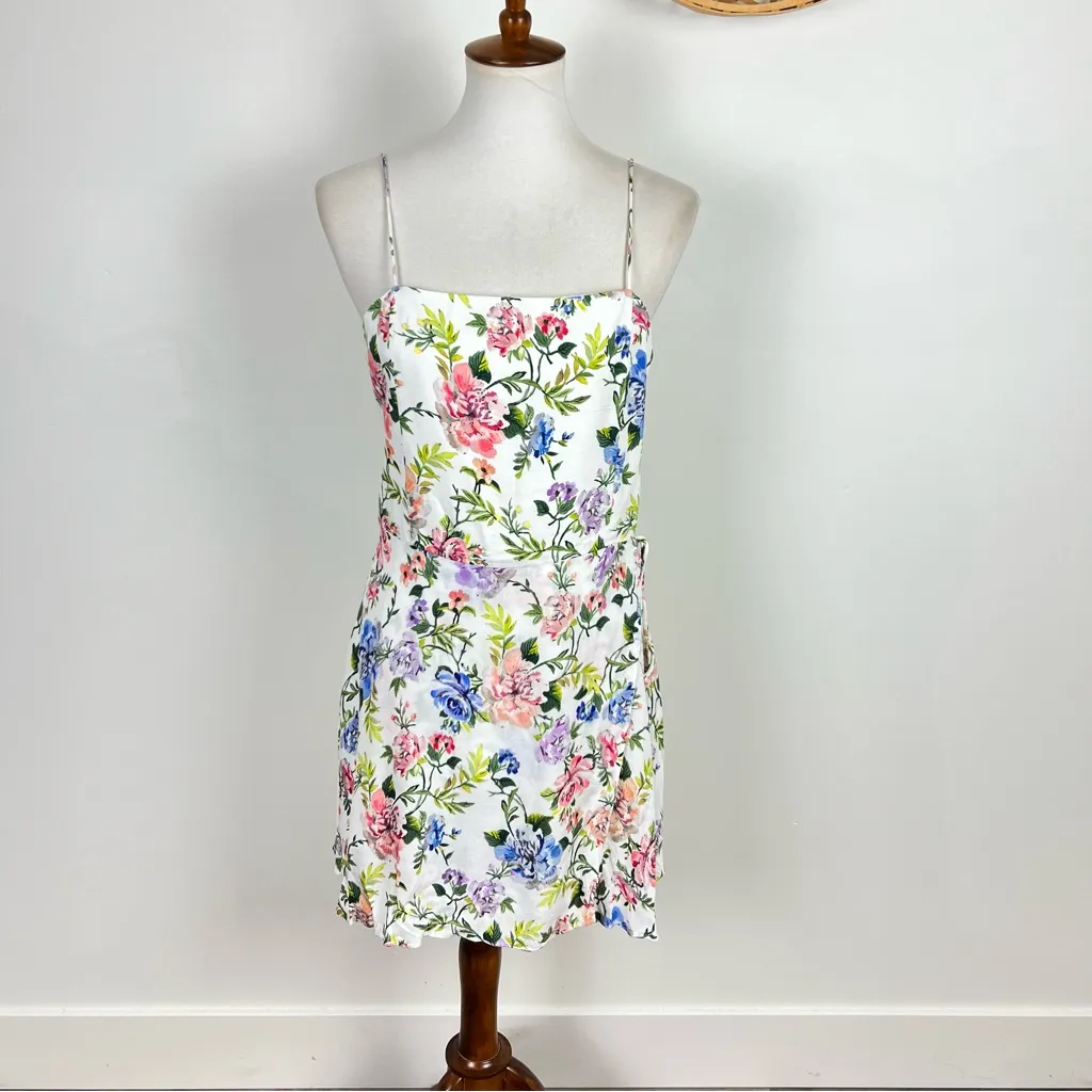 ALICE + OLIVIA Trixie Wrap-effect Floral Crepe De Chine Size 10 Garden Girl - Image 2