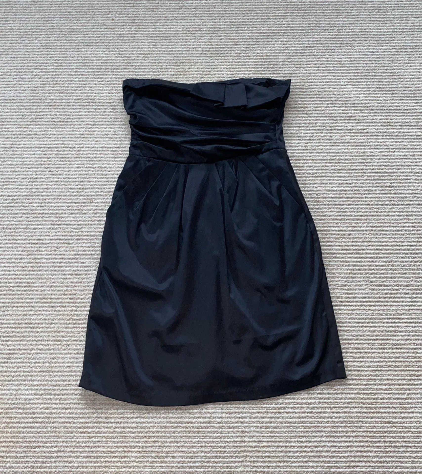black satin strapless mini dress - Image 2