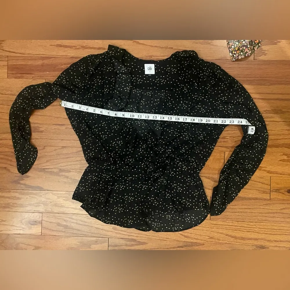 CAbi- Black Blouse with Heart Pattern Size S - Image 5