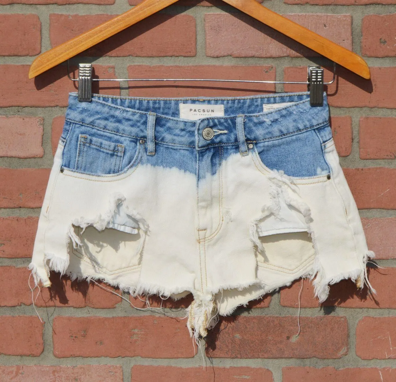 High Rise Distressed Denim Shorts Size 25 - Image 3