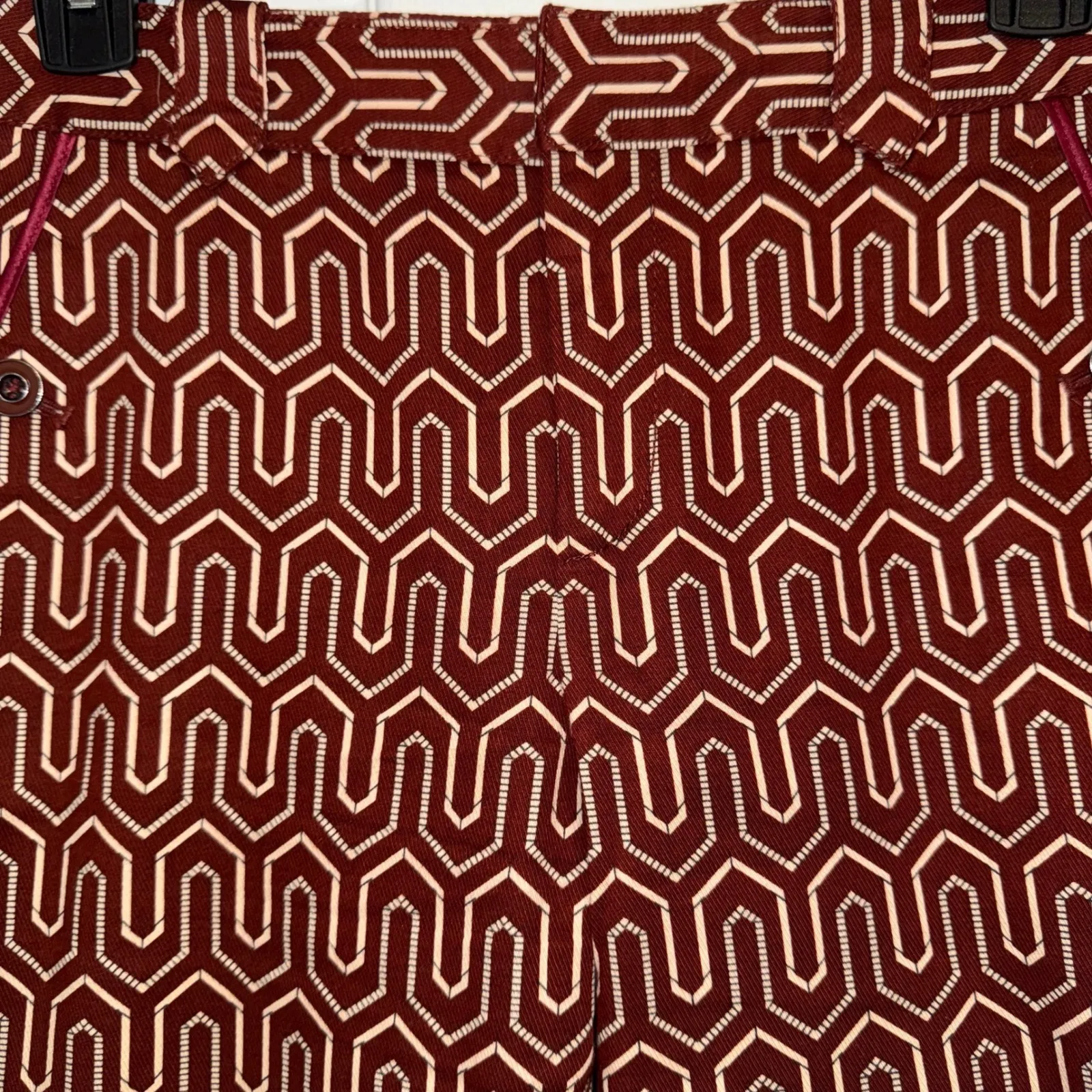 ANTHROPOLOGIE CARTOONIER Geometric Mosaic Print Charlie Ankle Pants NWOT Size 6 Red - Image 6