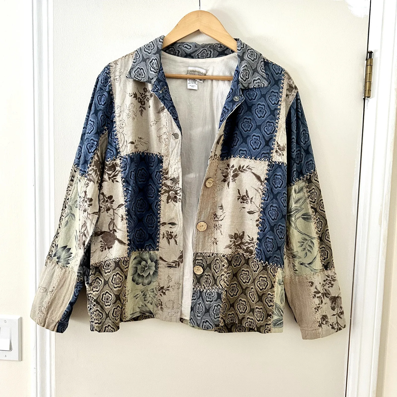 Coldwater Creek  Floral Patchwork Cotton Jacket Sz M - Image 5