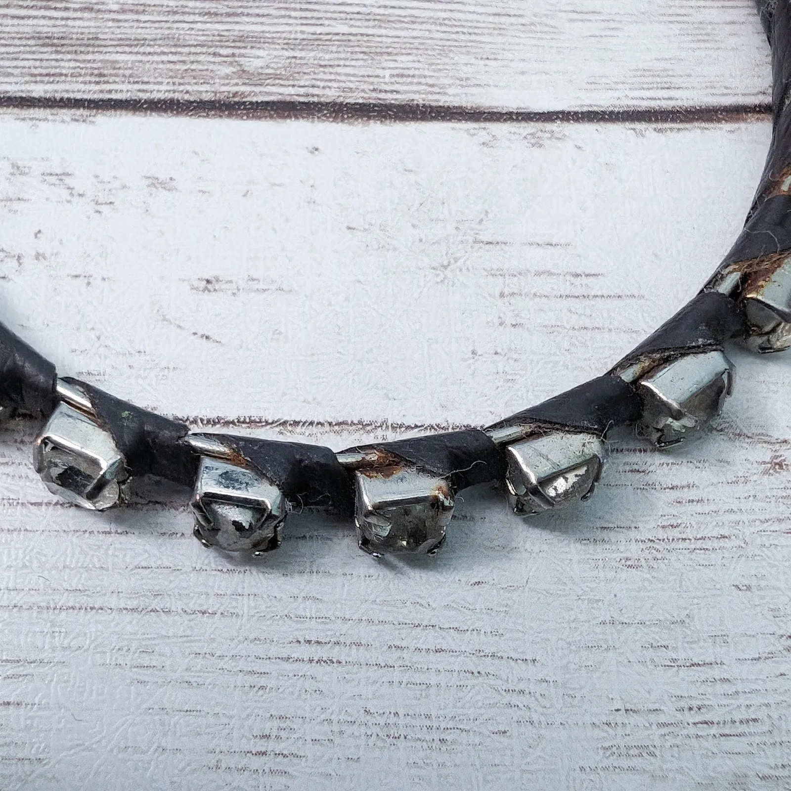 Clear Gem & Silver Tone & Black Bracelet - Image 8