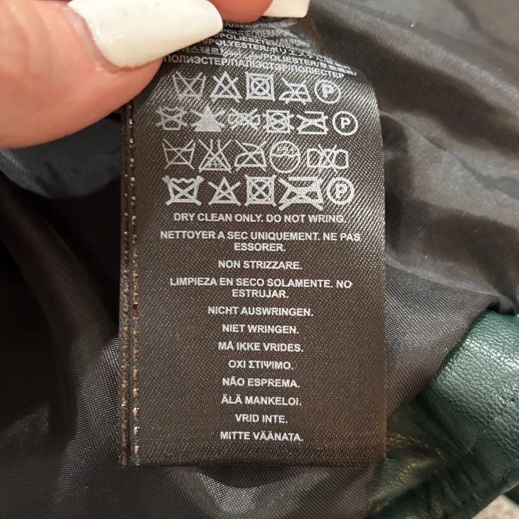 Guess VINTAGE Dark Green Faux Leather Moto Jacket - Image 10