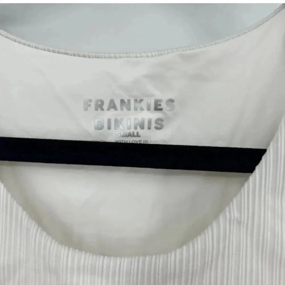 Frankie’s Bikinis “Mel” Plisse High Neck One‎ Piece Swimsuit - Optic White Sz S - Image 4