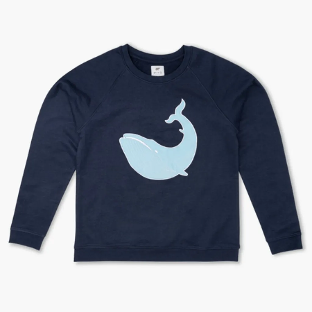 NWT Monica + Andy Crewneck Embroidered Whale Patch Sweatshirt Large Blue - Image 6