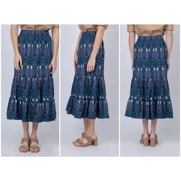 Cara Cara Chase Skirt in Forest Biome Deco Size Medium NEW Maxi Boho A Line Blue - Image 2