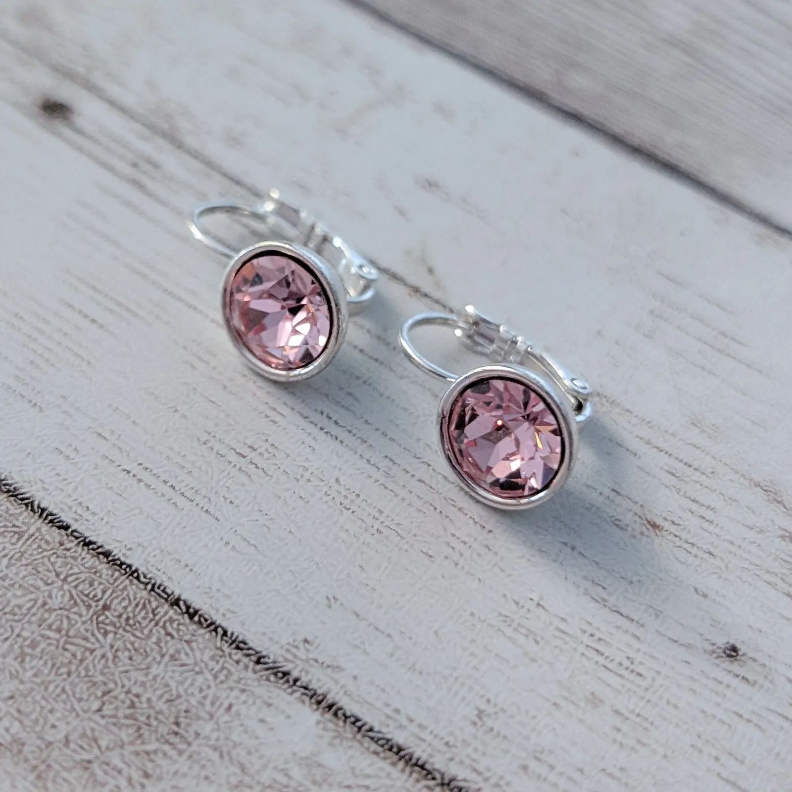 Pink & Silver Tone Dangle Earrings for Pierced Ears - Image 3