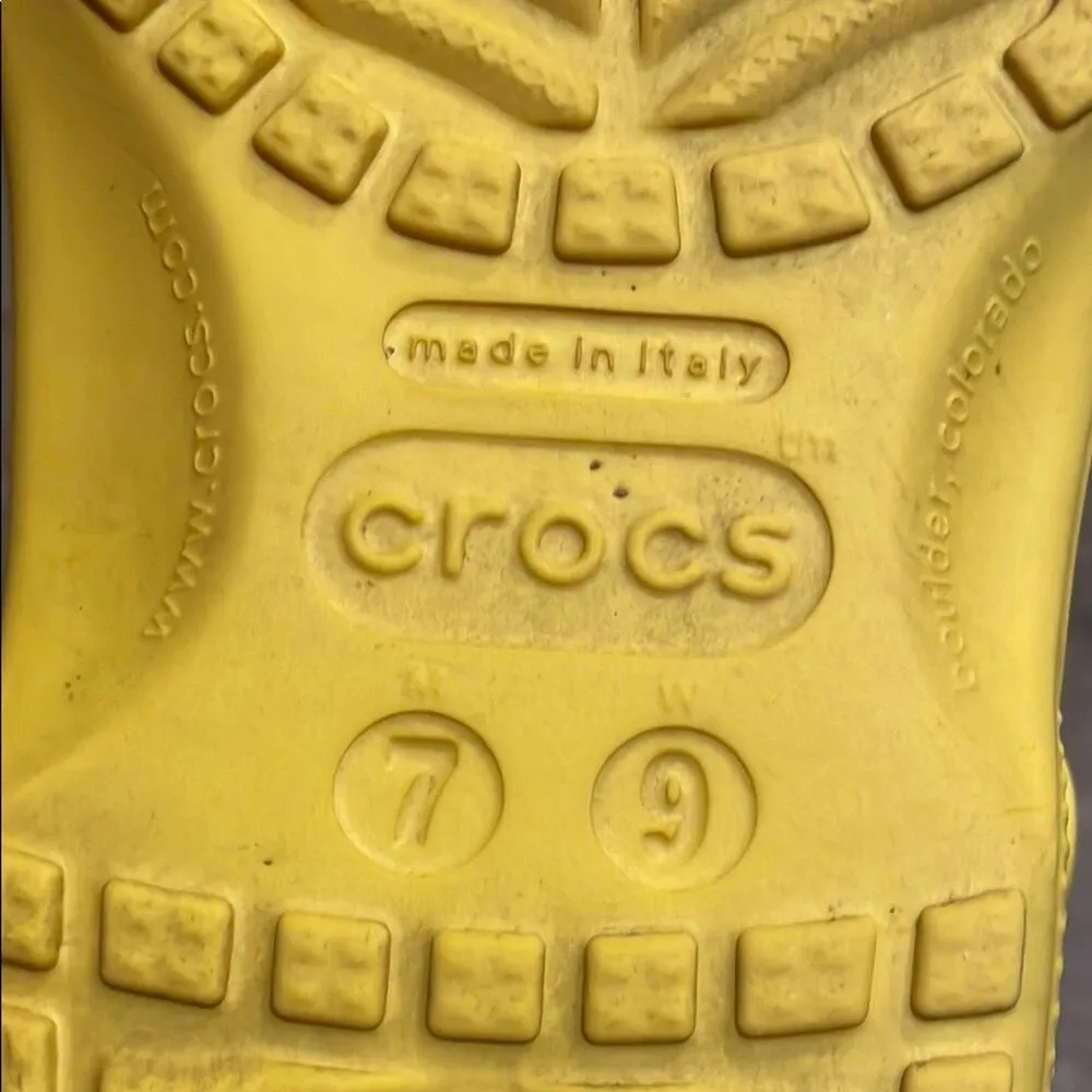 CROCS Yellow Waterproof Clog Sandals Shoes Unisex Size M7 W9 - Image 2