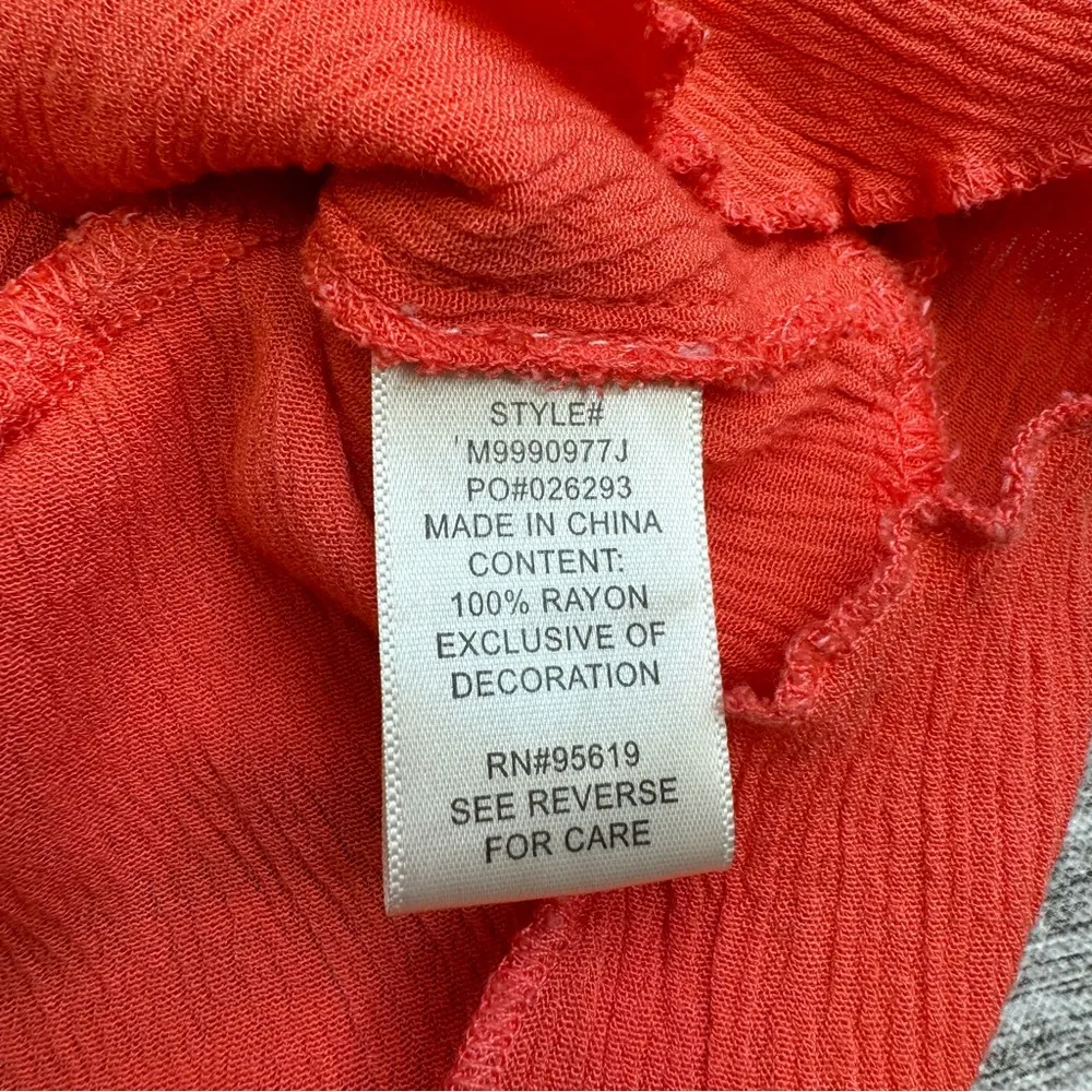 JohnPaulRichard Women's Ruffle Tank Top Salmon Coral Orange XL Extra Large Tie - Image 8