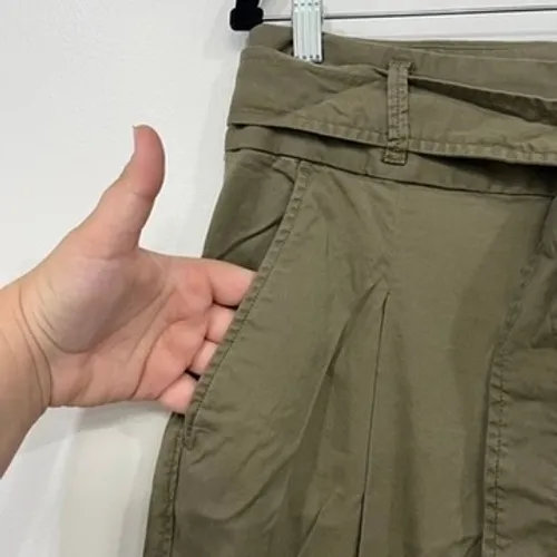 Polo Ralph Lauren Womens Pants 12 NWT $125 High Rise Trouser Green Belted Cotton - Image 2