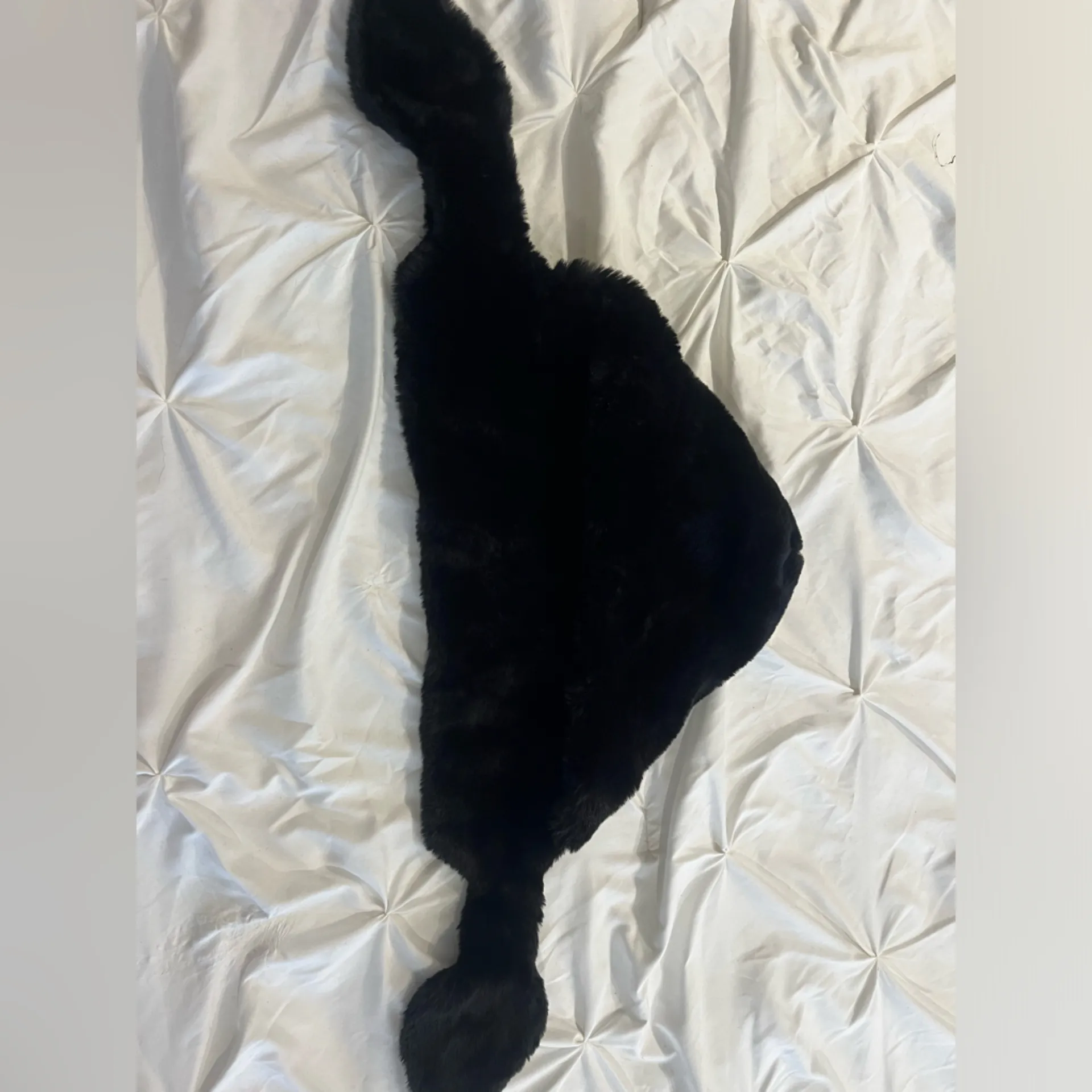 Black Faux Fur Hooded Scarf - Image 3