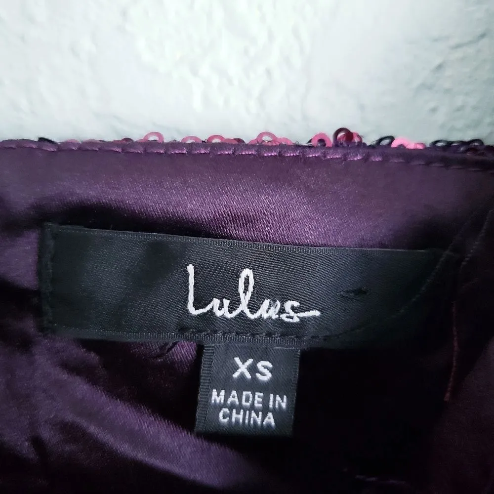 Lulus Sequin of Events Purple Sequin Surplice Long Sleeve Crop Top - Image 5