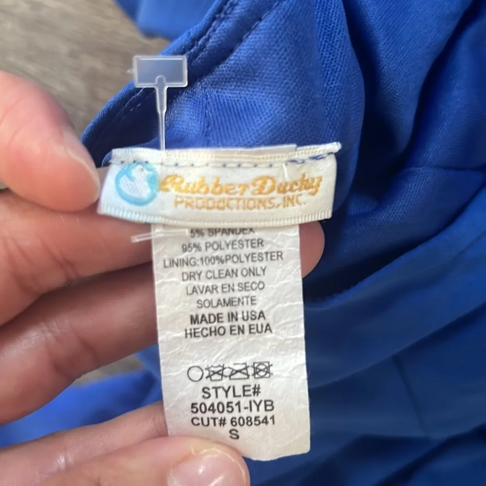 Rubber Ducky Productions Inc. Blue Halter maxi Dress Small Front Slit Sexy - Image 7