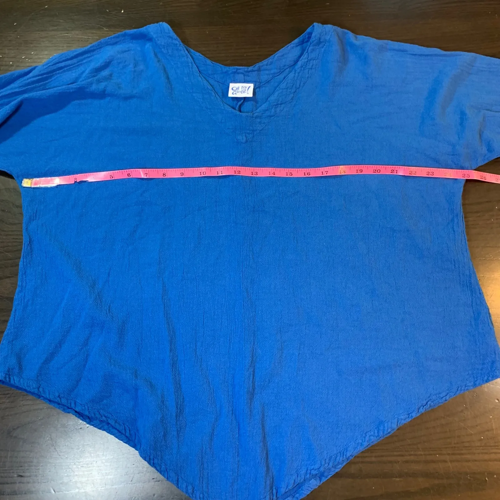 Oh My Gauze 3 Women's Top Size 16 XXL Royal‎ Blue Cotton Cruise Beachy Vacation - Image 5