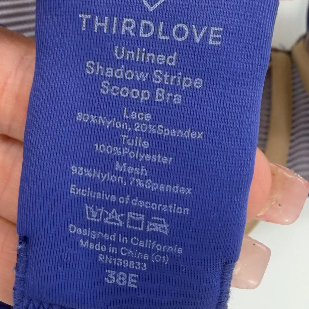 Third love shadow stripe scoop bra 38e - Image 3