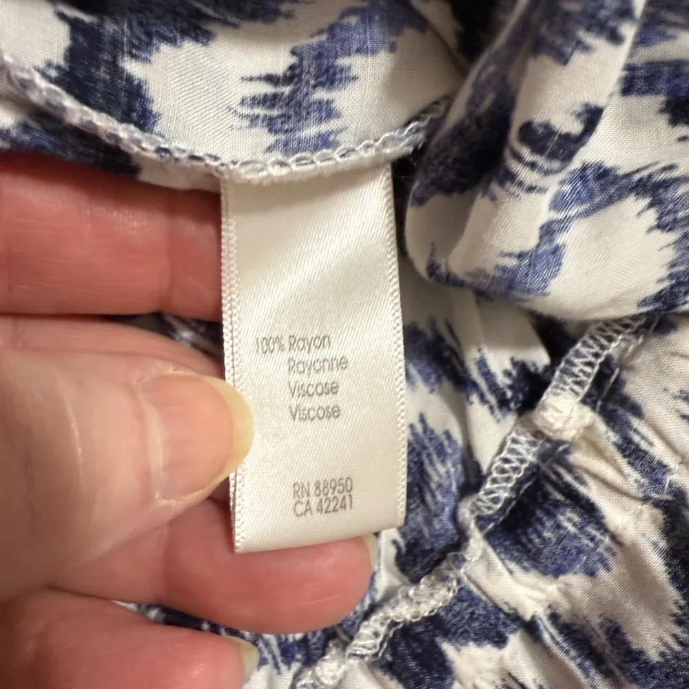 PJ Salvage Women’s Skort Dress Shorts Button Front Adj Sleeves Blue White Sz Med - Image 8