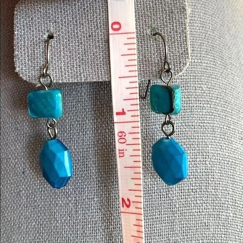 Elegant Beaded Dangle Earrings Turquoise Blue - Image 15