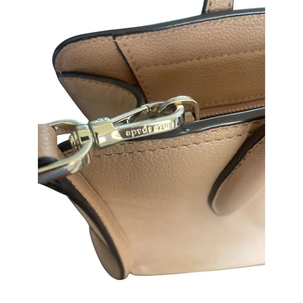 Kate Spade Pebbled Leather Rowe Medium Top Zip Satchel Warm Beige - Image 3