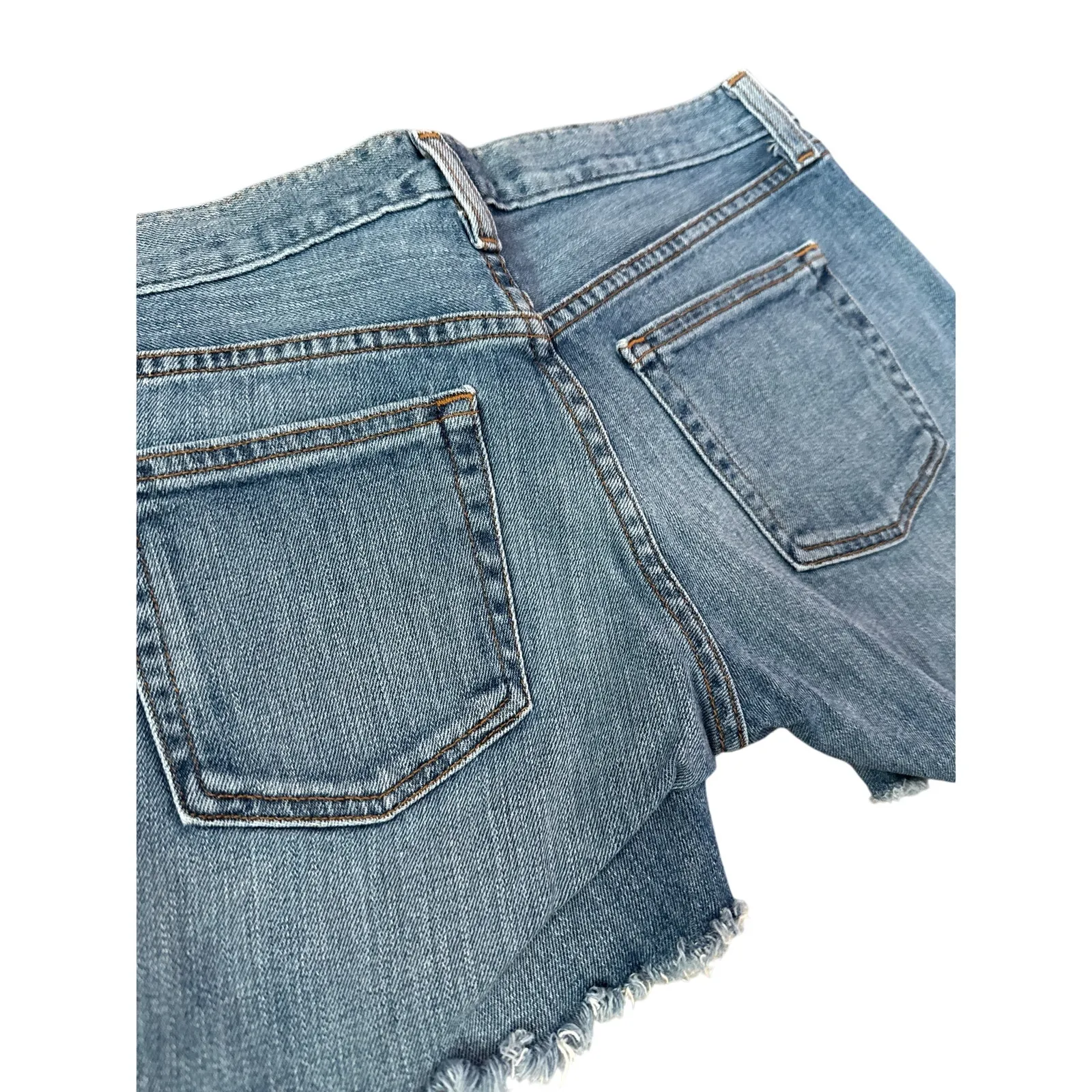 J. Crew Indigo Denim Frayed Hem Low-Rise Preppy Shorts Size 24‎ - Image 7