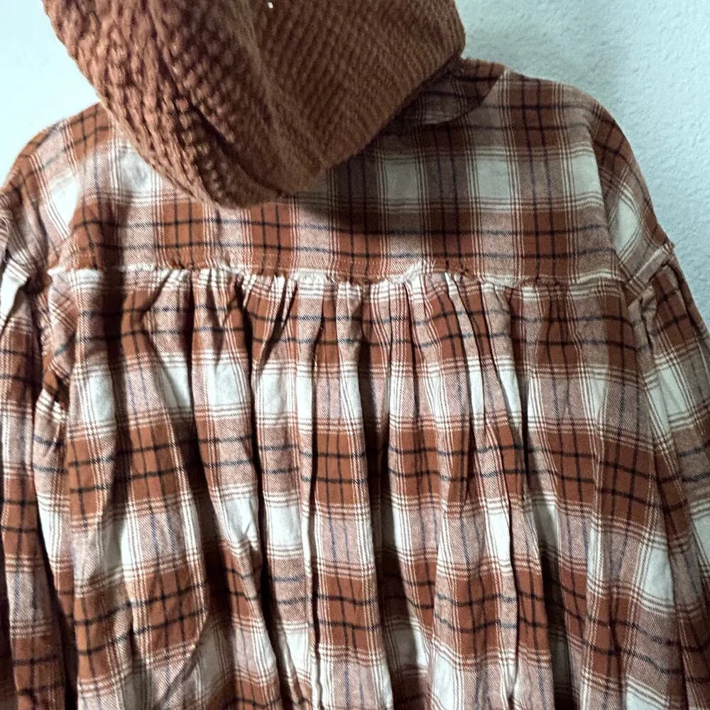 NEW Miss Me MISS ME
Orange Multi Plaid Thermal Hoodie Balloon Sleeve Size Small - Image 9