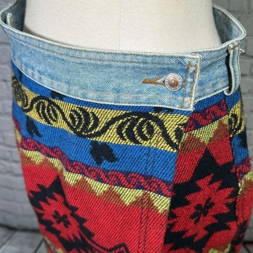 90's Southwestern Wool Blend B.U.M. Equipment Denim Mini skirt Size 13 Vintage - Image 7
