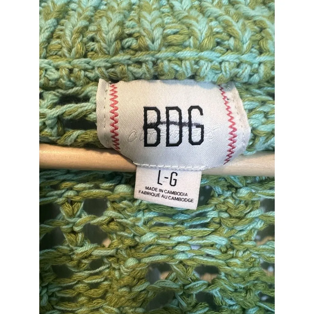 Urban Outfitters BDG Killian Quarter Zip Sweater Large Green Chunky Knit Cropped - Image 8