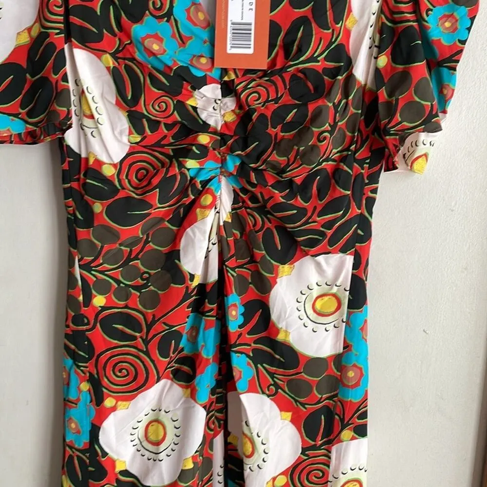 RHODE Maci Midi Dress Scarlet Aura Blossom Grande Red Size 0 - Image 9