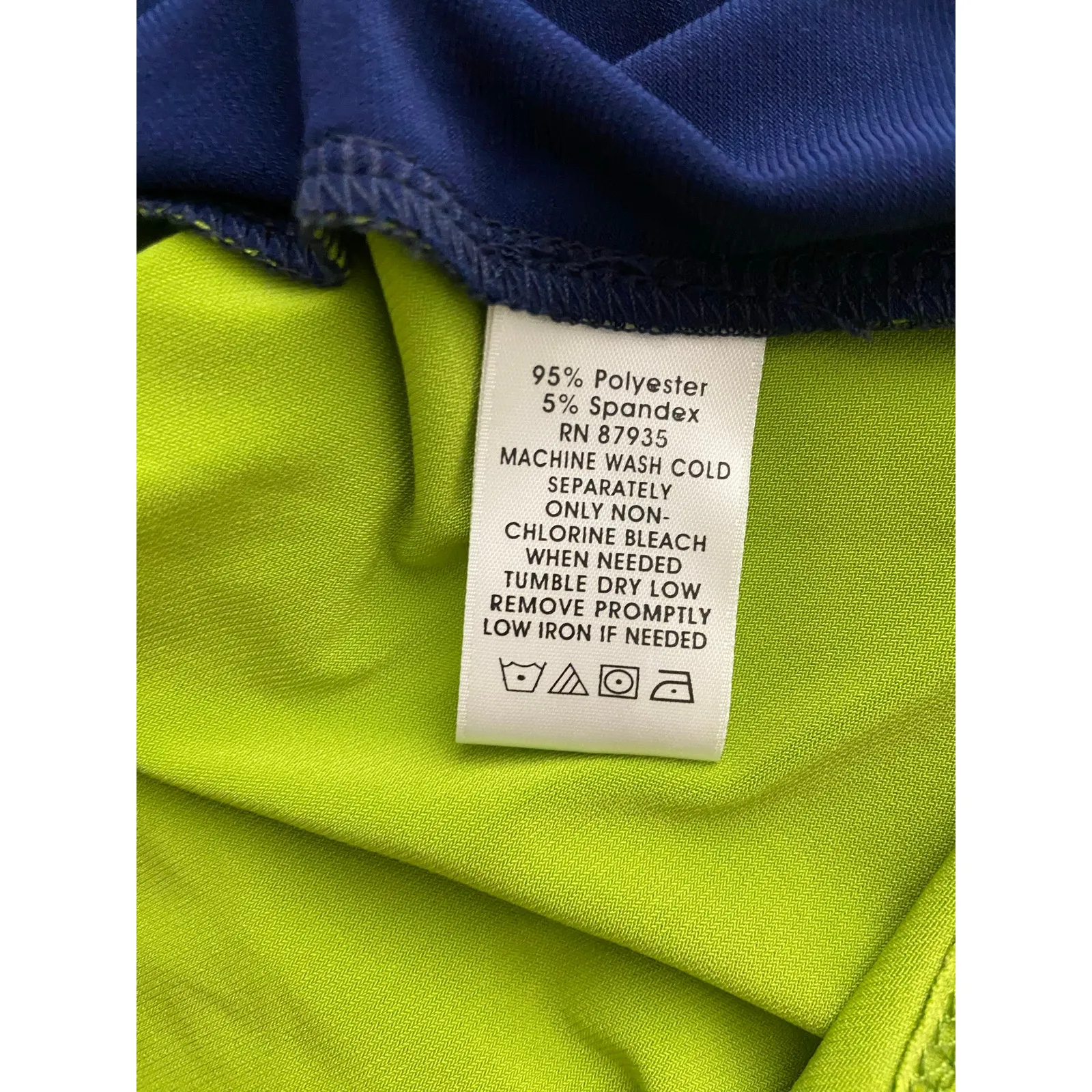 Susan Graver Liquid Knit Top Womens XL Navy Blue Lime Green Stretch 3/4 Sleeves - Image 9