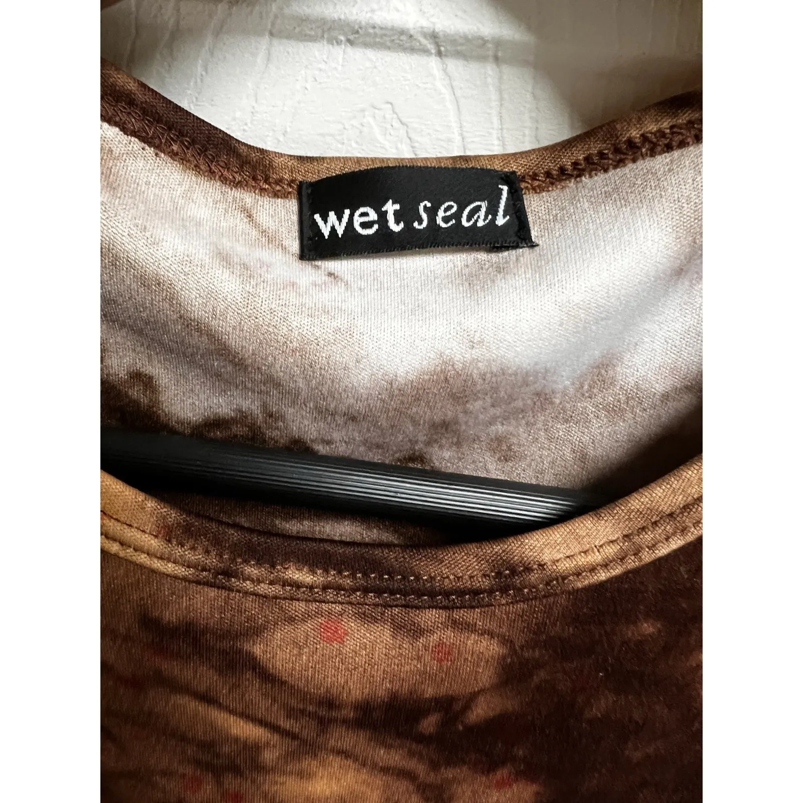026-006 Wet Seal Petite Small Tiger Print Sparkles Brown 3/4 Sleeve‎ Shirt - Image 5