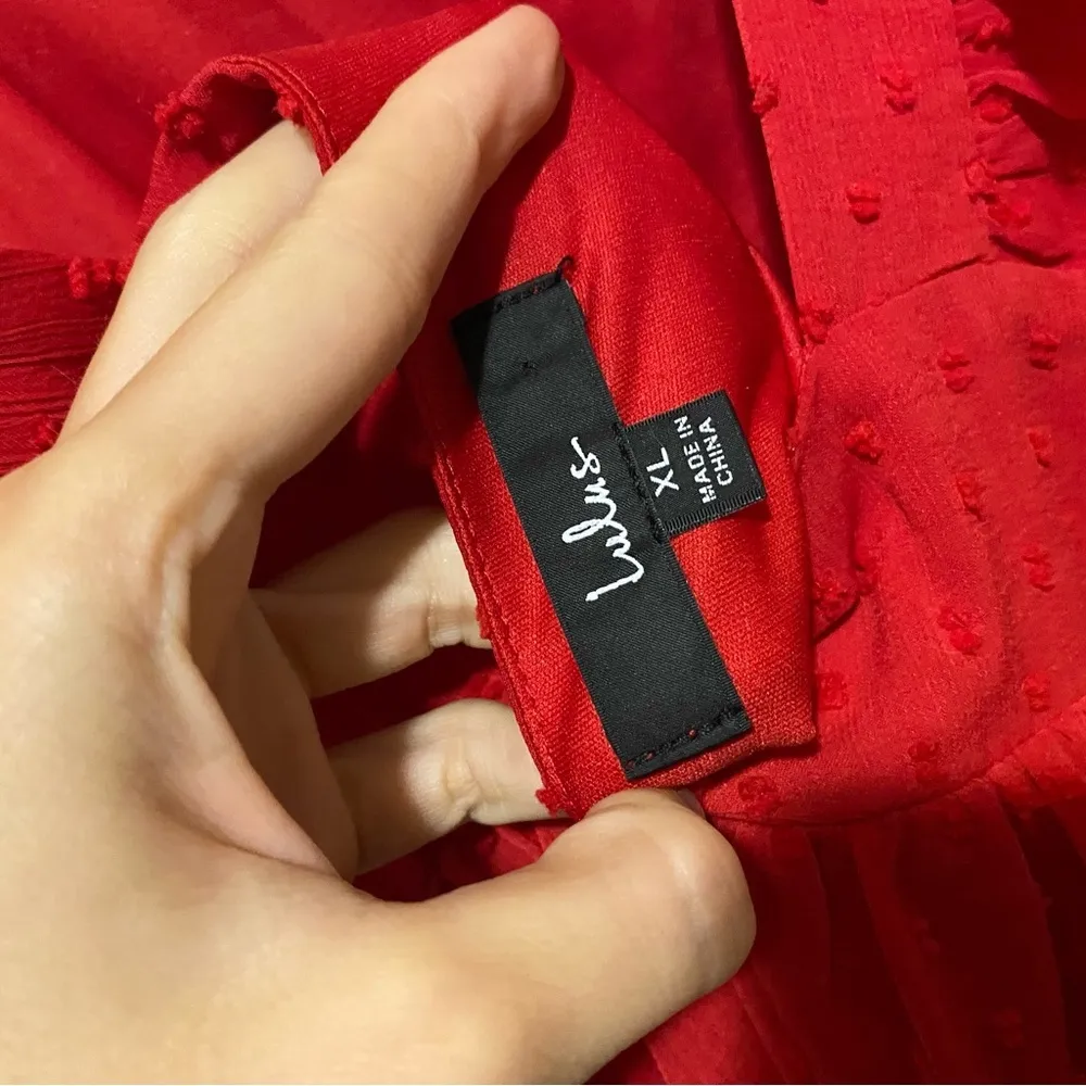 Lulu’s Red Maxi Swiss Dot Dress - Image 3