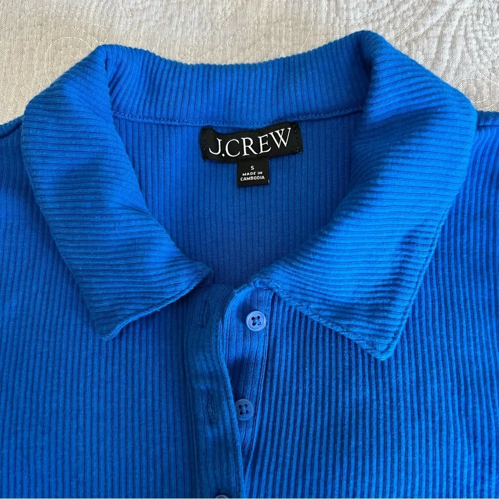 J.Crew Vintage Rib Polo Shirt Ribbed Top S Small Royal Blue Summer 2023 BH923 - Image 3