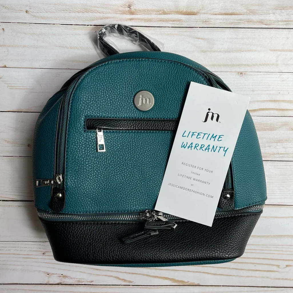 New Jessica Moore Designer Mini Teal Backpack with Dust Cover Blue - Image 9
