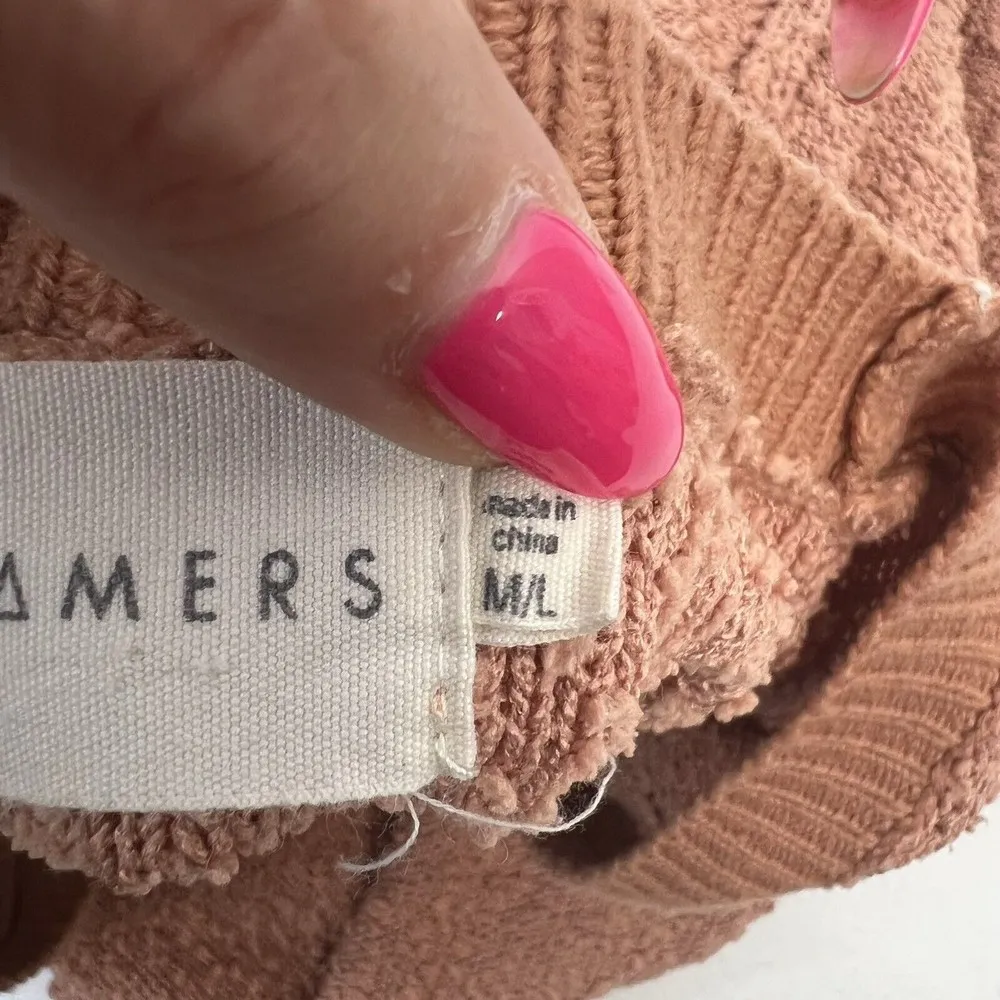 Dreamers Size M/L Pullover Sweater Balloon Sleeves in Dust Coral Popcorn Texture - Image 9