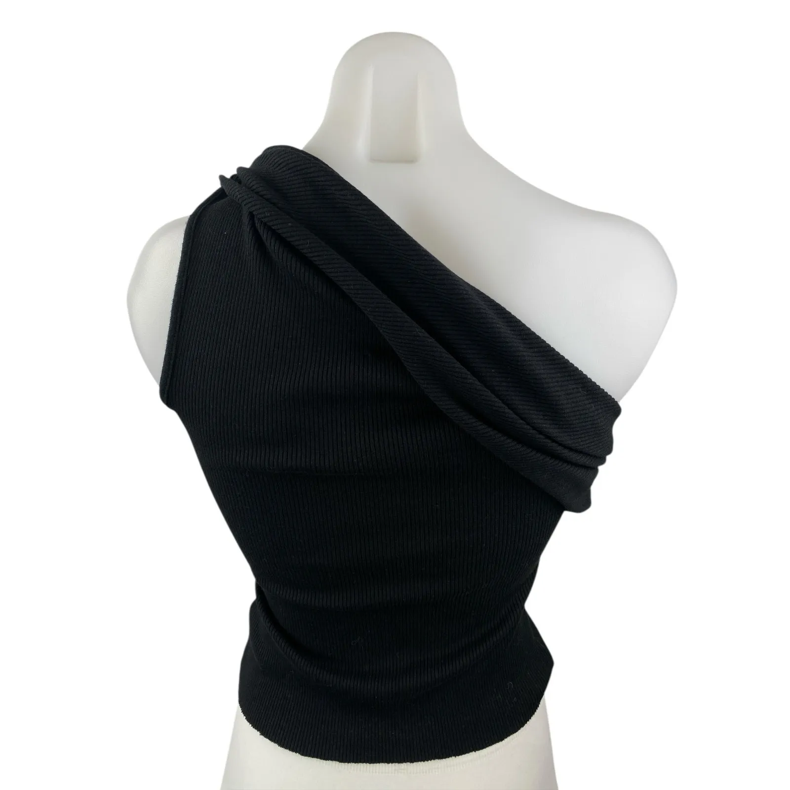 The Range Women's Black One Shoulder Ribbed Knit Sleeveless Blouse Top Size XS - Image 4