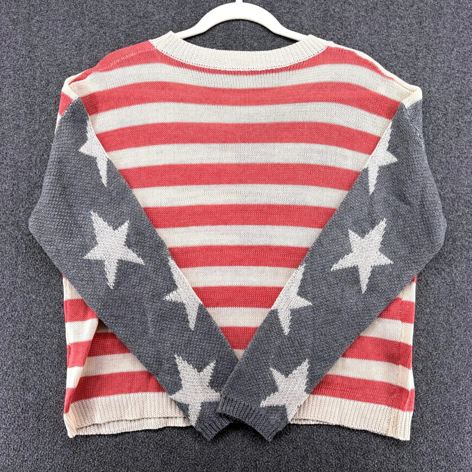 American Flag Pullover Knit Sweater Womens Size Medium Patriotic Classic Holiday Red - Image 3