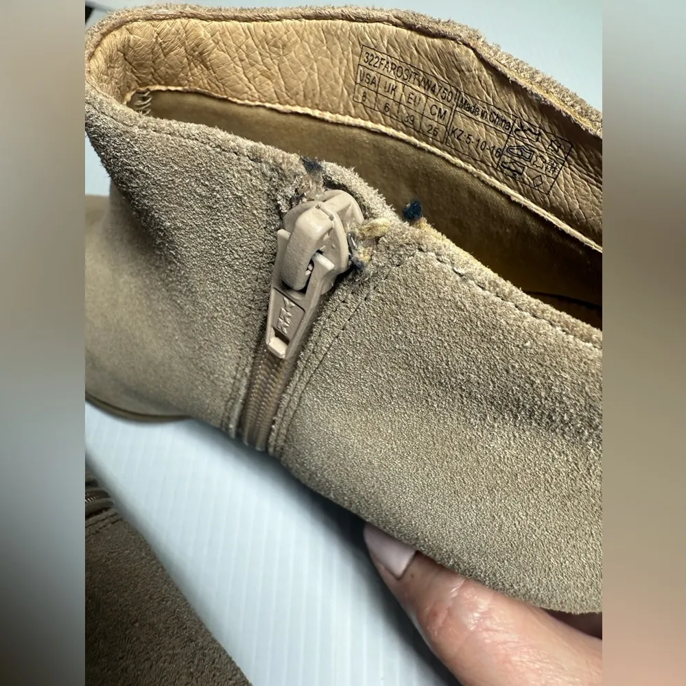 Faros Boots Womens 8 Tan Suede Studded Fringe Zip Ankle Booties Cowgirl - Image 13