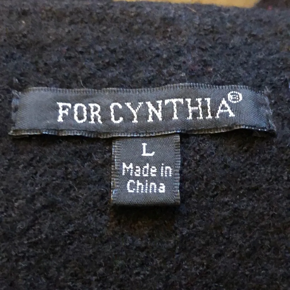 For Cynthia Black Wool & Faux Leather Letterman Jacket Large - Image 7