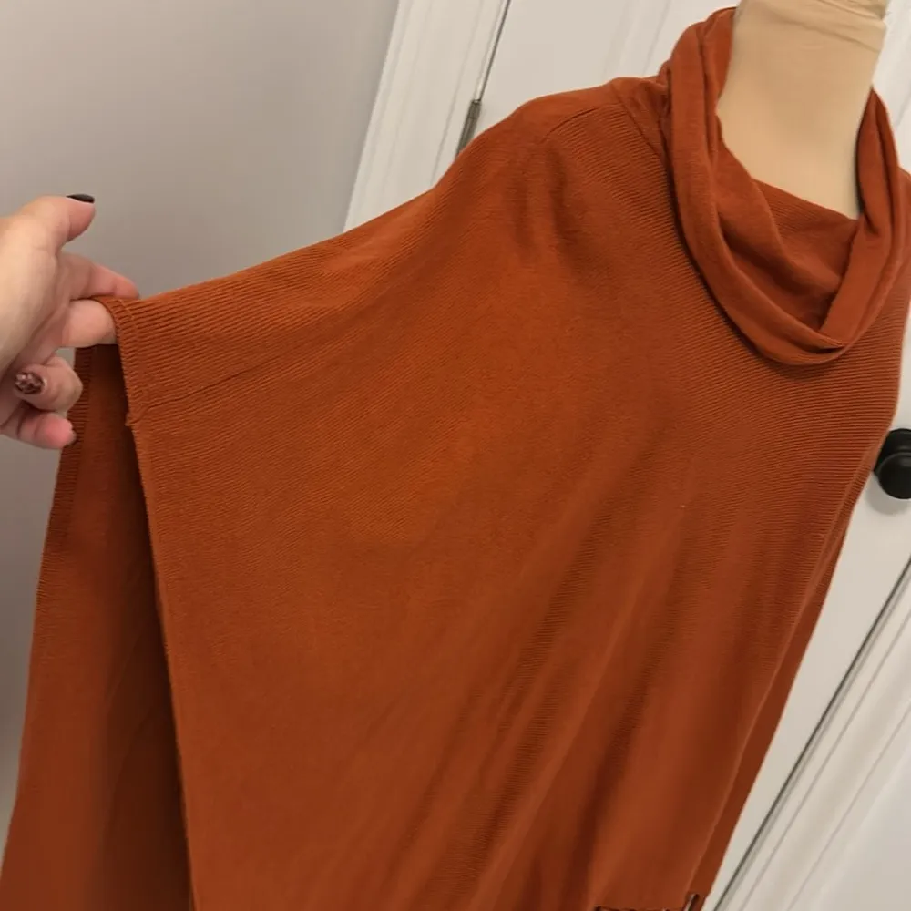 Chicos’s Joy Cowl Neck Poncho Russet Orange - Image 3