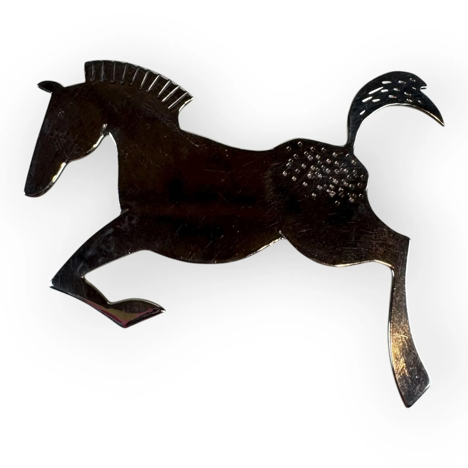 Vintage Sterling Silver Navajo Native American Horse Pony Brooch Signed Verj N. - Image 6