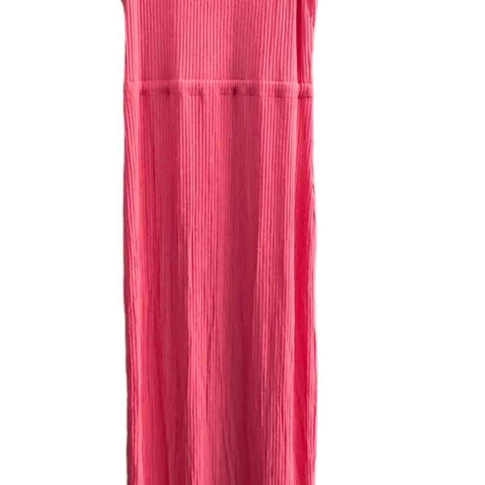 ASOS DESIGN Tall High Neck Ribbed Tie Waist Midi Tank Dress Orange NWT 6 - Image 5