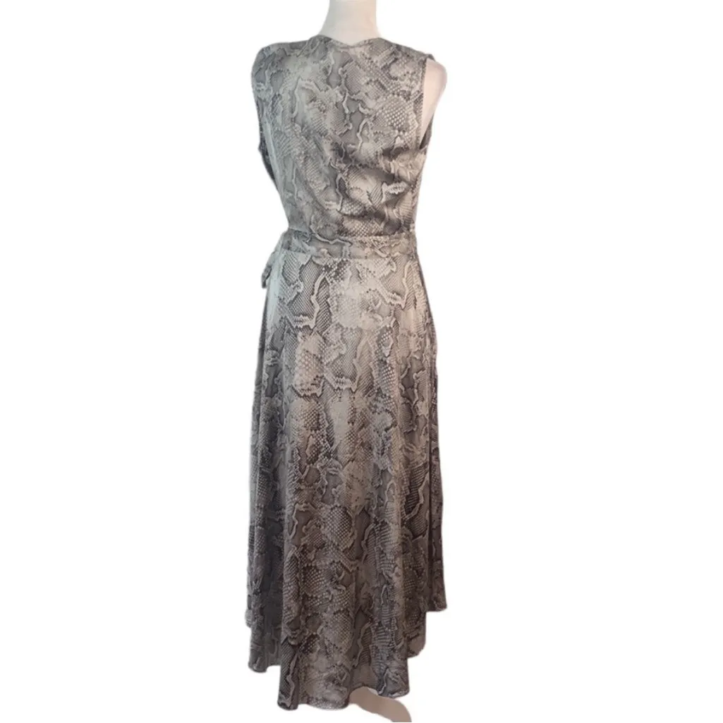 White‎ House Black Market Lunar Snake Skin MIdi Wrap Dress Sz 6 NWT Gray - Image 8