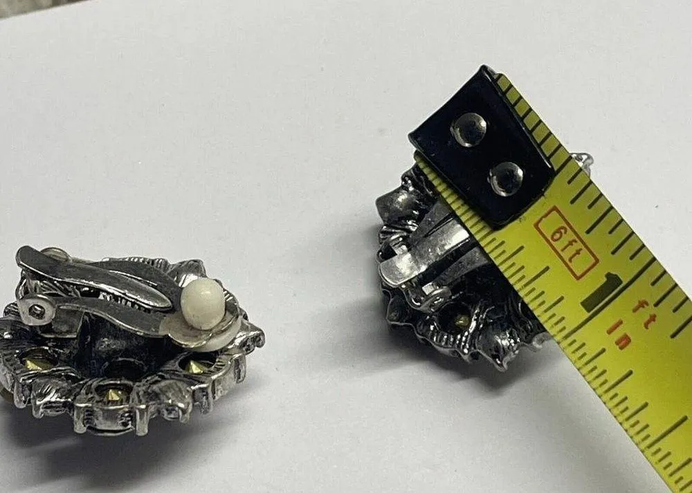 Women's Costume Earrings Rhinestone CLIP On Clip - Image 9