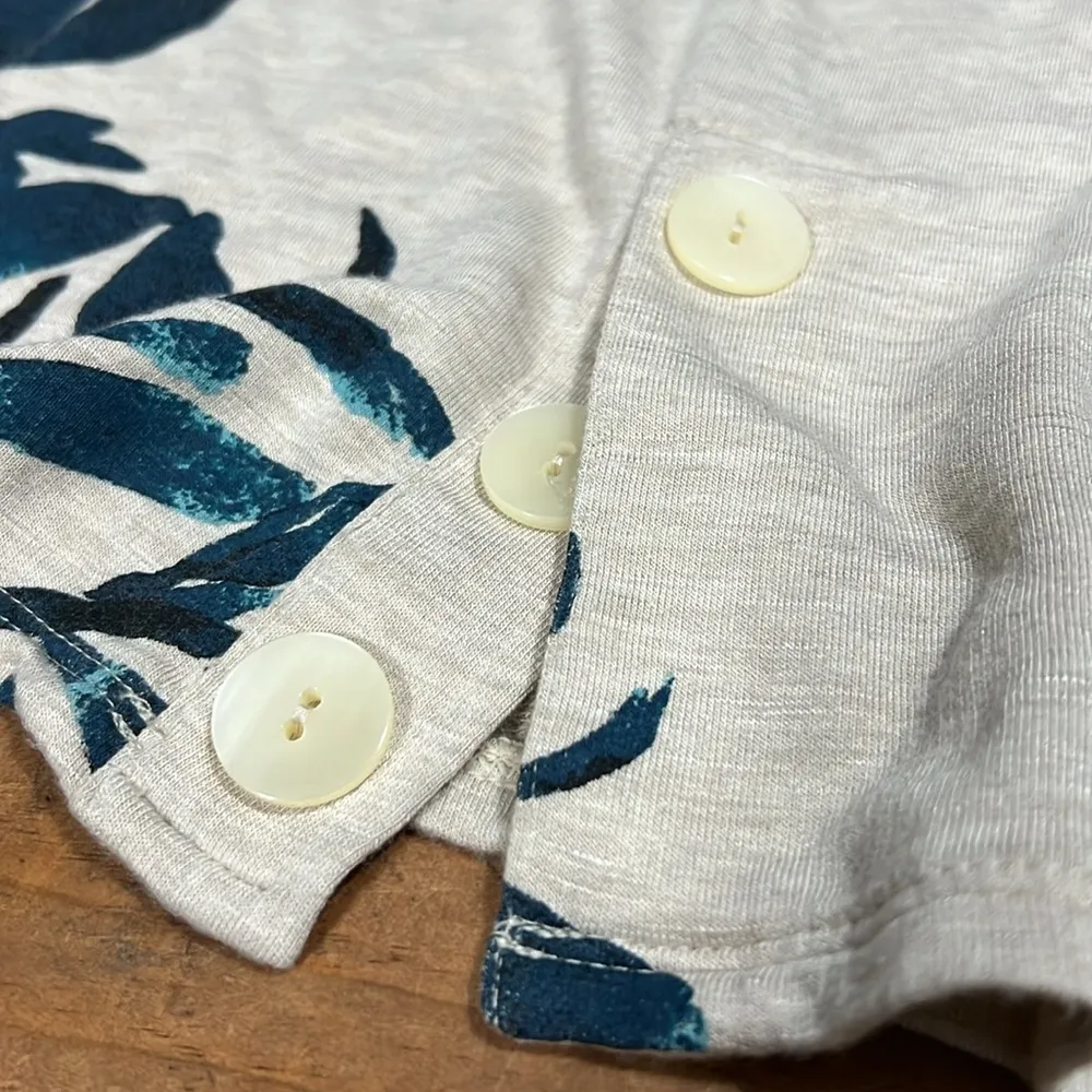 J. Jill Pure Jill long sleeve beige & teal floral soft stretch button accents Blue Size undefined - Image 11