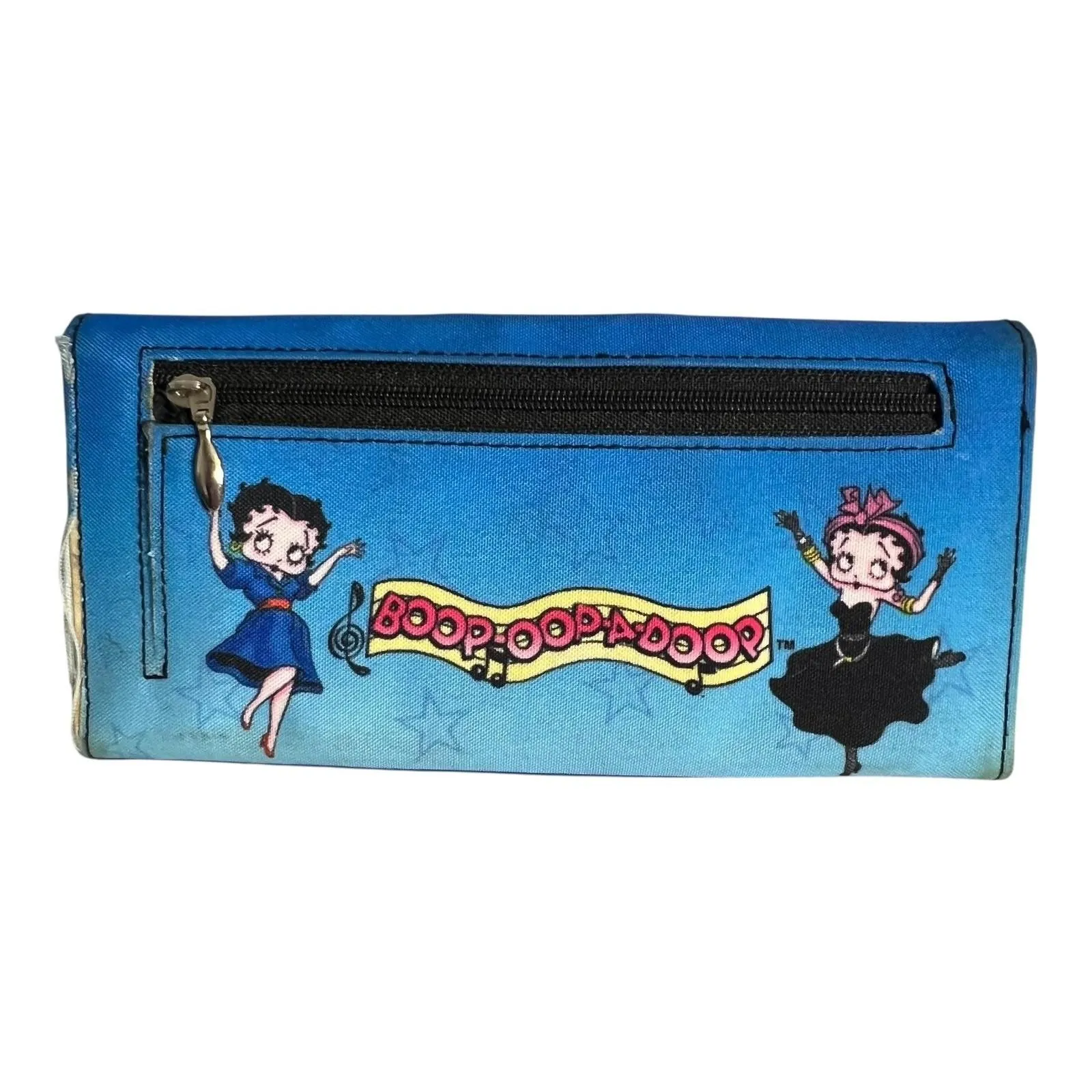 Betty Boop Wallet Womens One Size Blue Dancing Boop Style Canvas Zip Clutch - Image 2