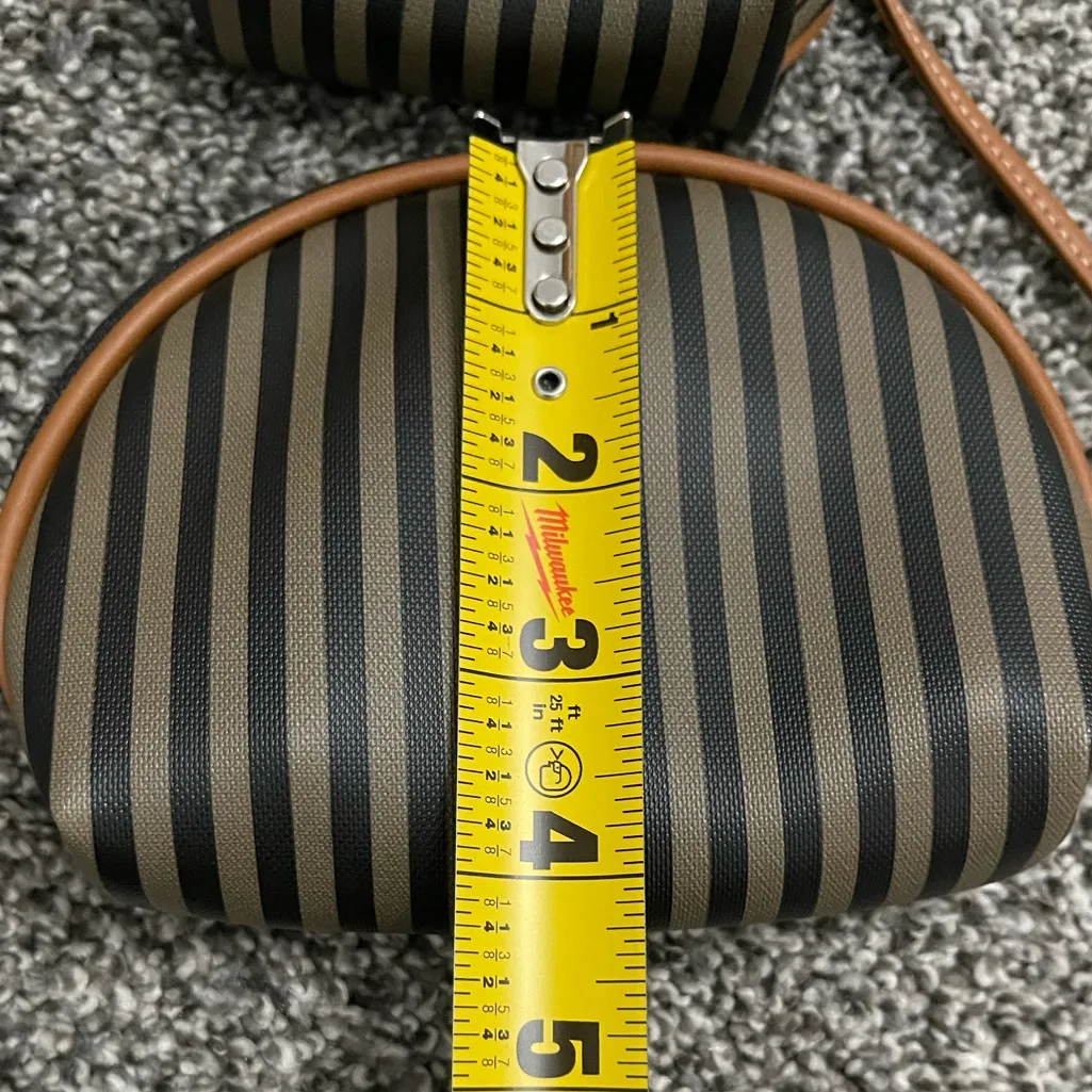 Vintage Allan Edward Black Brown Striped Crossbody Shoulder Bag Purse Wallet - Image 9