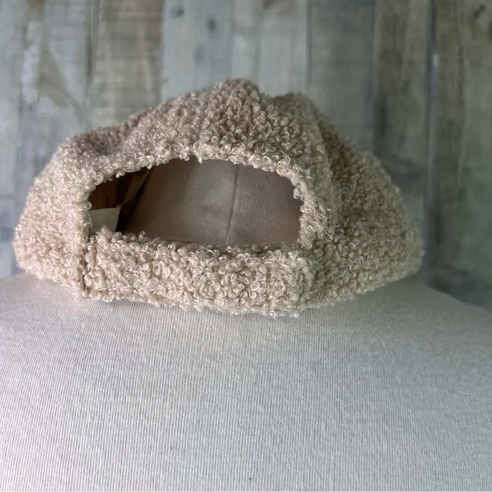 INC Taupe Sherpa Baseball Cap/Hat w/Vel-Cro Closure - Image 5