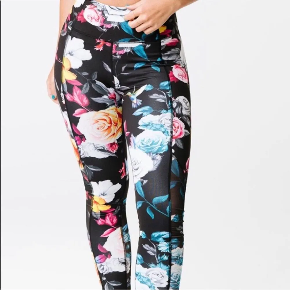 Zyia Dark Floral Mesh Hi Rise 7/8 Leggings, EUC, Size 2, MSRP $78 - Image 3