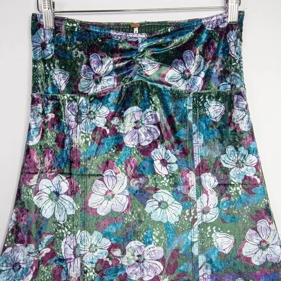 NEW Free People dress‎ Carpe Diem Convertible Maxi Skirt Floral Velvet Dress, XS - Image 4