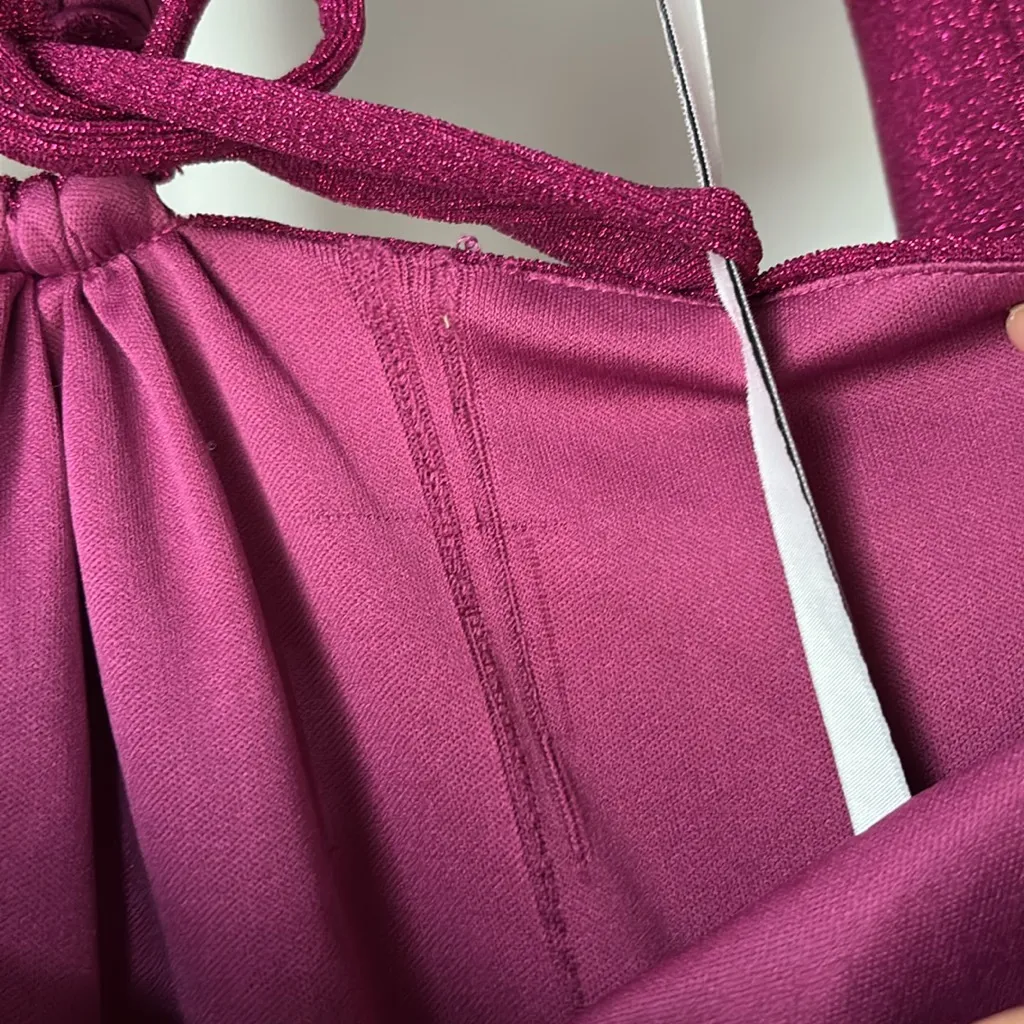 ML by Monique Lhuillier Elegant Purple Metallic Knit Long Sleeve Dress Size 10 - Image 11